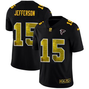 Atlanta Falcons #15 Van Jefferson Men's Black Golden Sequin Vapor Limited NFL Jersey