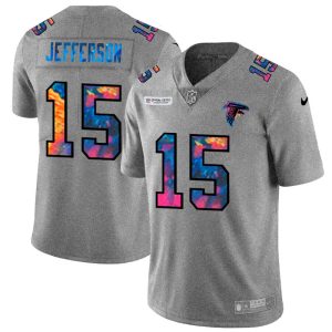 Atlanta Falcons #15 Van Jefferson Men's Multi-Color 2024 NFL Crucial Catch NFL Jersey Greyheather