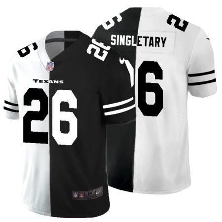 Houston Texans #26 Devin Singletary Men's Black V White Peace Split Vapor Untouchable Limited NFL Jersey