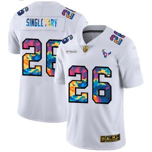 Houston Texans #26 Devin Singletary Men's White Multi-Color 2024 NFL Crucial Catch Limited NFL Jersey