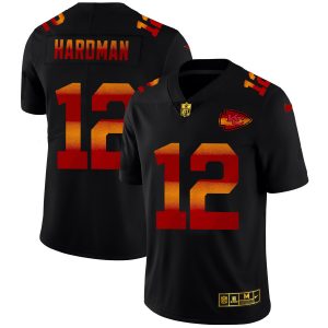 kansas city chiefs #12 mecole hardman men's black red orange stripe vapor limited nfl cheap jersey