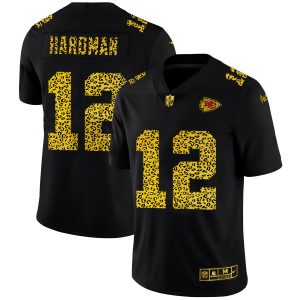 wholesale Kansas City Chiefs #12 Mecole Hardman Men's Leopard Print Fashion Vapor Limited NFL Jersey Black