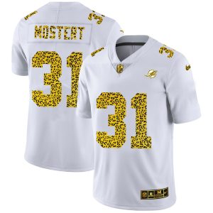 miami dolphins #31 raheem mostert men's flocked leopard print vapor limited nfl wholesale jersey white