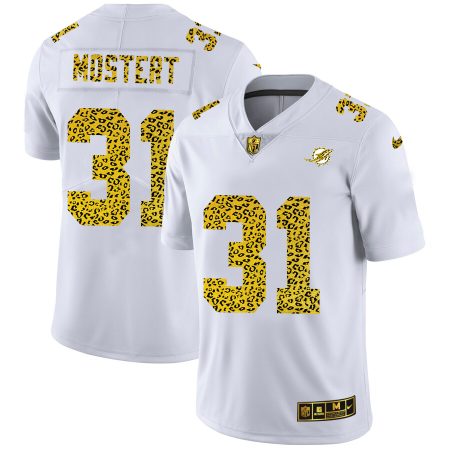 miami dolphins #31 raheem mostert men's flocked leopard print vapor limited nfl wholesale jersey white