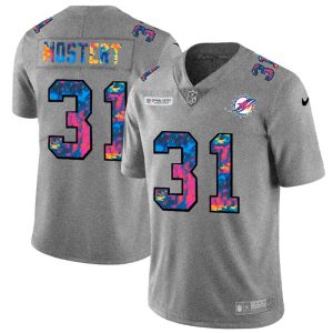 miami dolphins #31 raheem mostert men's multi-color 2024 nfl crucial catch nfl cheap jersey greyheather