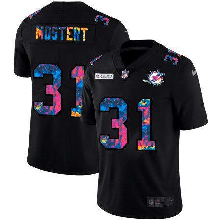 Miami Dolphins #31 Raheem Mostert Men's Multi-Color Black 2024 NFL Crucial Catch Vapor Untouchable Limited Jersey