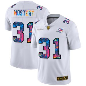 Miami Dolphins #31 Raheem Mostert Men's White Multi-Color 2024 NFL Crucial Catch Limited NFL Jersey