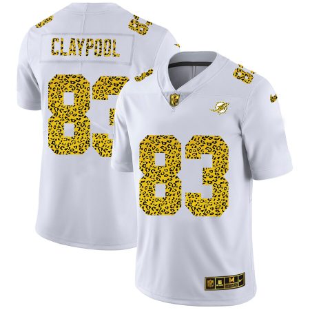 miami dolphins #83 chase claypool men's flocked leopard print vapor limited nfl wholesale jersey white