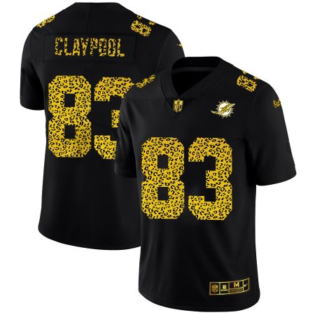 Miami Dolphins #83 Chase Claypool Men's Leopard Print Fashion Vapor Limited NFL Jersey Black