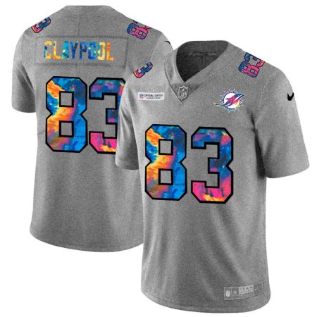 Miami Dolphins #83 Chase Claypool Men's Multi-Color 2024 NFL Crucial Catch NFL Jersey Greyheather