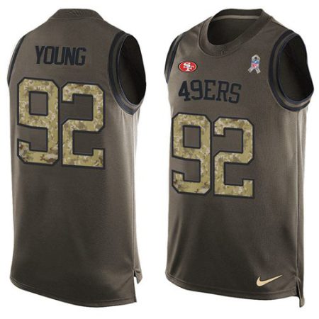 49ers #92 Chase Young Green Men's Stitched NFL Limited Salute To Service Tank Top Jersey