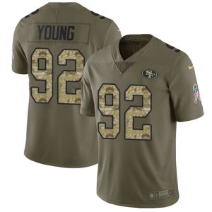 49ers #92 Chase Young Olive/Camo Men's Stitched NFL Limited 2024 Salute To Service Jersey