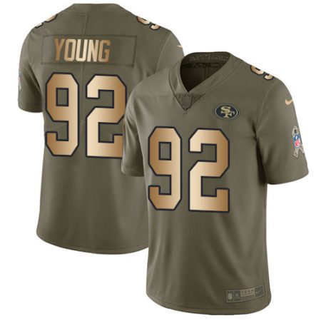 49ers #92 chase young olive/gold men's stitched nfl limited 2024 salute to service cheap jersey