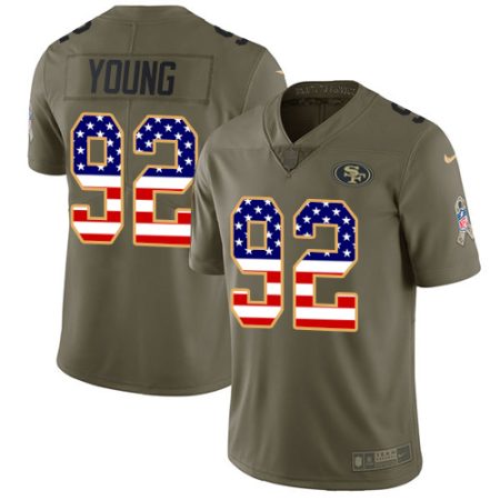 49ers #92 Chase Young Olive/USA Flag Men's Stitched NFL Limited 2024 Salute To Service Jersey