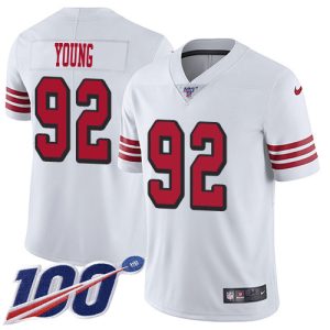 49ers #92 Chase Young White Rush Men's Stitched NFL Limited 100th Season Jersey