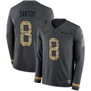 Bears #8 Cairo Santos Anthracite Salute to Service Men's Stitched NFL Limited Therma Long Sleeve Jersey