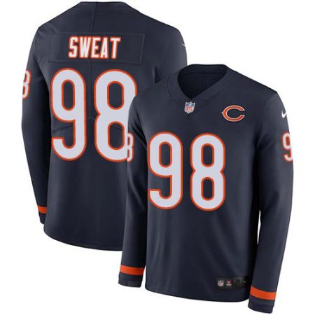 Bears #98 Montez Sweat Navy Blue Team Color Men's Stitched NFL Limited Therma Long Sleeve Jersey