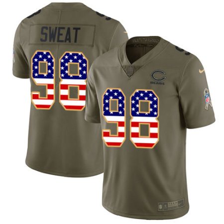 Bears #98 Montez Sweat Olive/USA Flag Men's Stitched NFL Limited 2024 Salute To Service Jersey