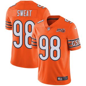 bears #98 montez sweat orange men's stitched nfl limited rush 100th season wholesale jersey