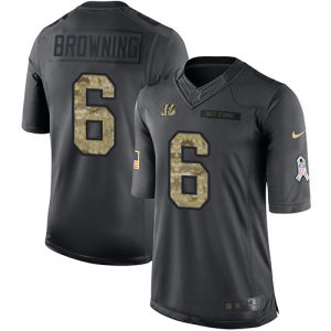 Bengals #6 Jake Browning Black Men's Stitched NFL Limited 2024 Salute to Service Jersey