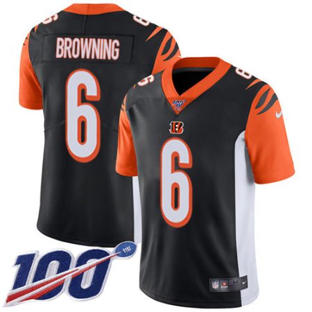 Bengals #6 Jake Browning Black Team Color Men's Stitched NFL 100th Season Vapor Untouchable Limited Jersey