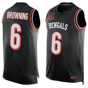 Bengals #6 Jake Browning Black Team Color Men's Stitched NFL Limited Tank Top Jersey