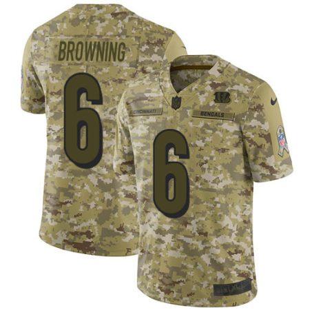 Bengals #6 Jake Browning Camo Men's Stitched NFL Limited 2024 Salute To Service Jersey