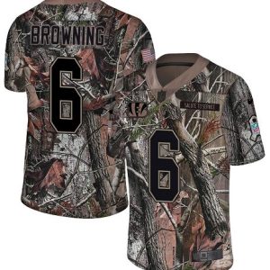 wholesale Bengals #6 Jake Browning Camo Men's Stitched NFL Limited Rush Realtree Jersey