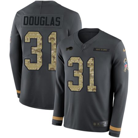 Bills #31 Rasul Douglas Anthracite Salute to Service Men's Stitched NFL Limited Therma Long Sleeve Jersey