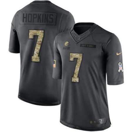 cheap Browns #7 Dustin Hopkins Black Men's Stitched NFL Limited 2024 Salute to Service Jersey