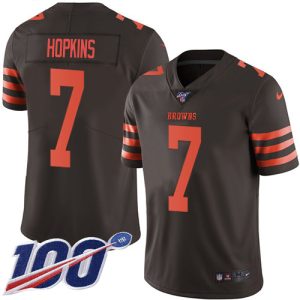 Browns #7 Dustin Hopkins Brown Men's Stitched NFL Limited Rush 100th Season Jersey