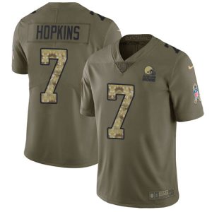 Browns #7 Dustin Hopkins Olive/Camo Men's Stitched NFL Limited 2024 Salute To Service Jersey