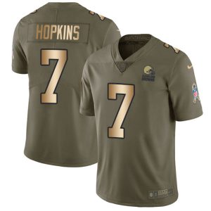 Browns #7 Dustin Hopkins Olive/Gold Men's Stitched NFL Limited 2024 Salute To Service Jersey