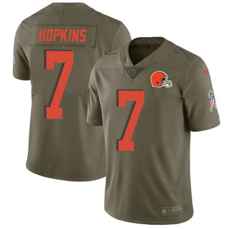 Browns #7 Dustin Hopkins Olive Men's Stitched NFL Limited 2024 Salute To Service Jersey