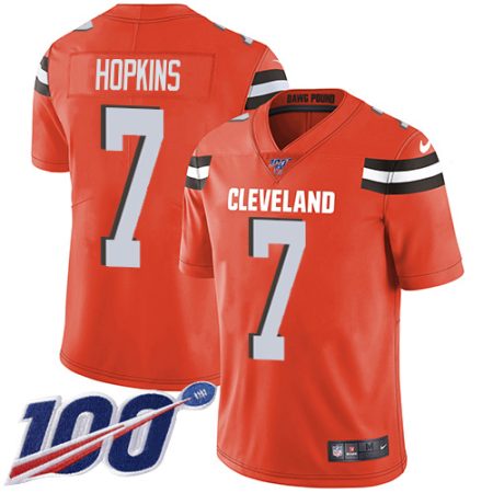 Browns #7 Dustin Hopkins Orange Alternate Men's Stitched NFL 100th Season Vapor Untouchable Limited Jersey