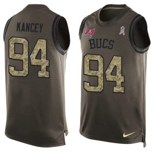 Buccaneers #94 Calijah Kancey Green Men's Stitched NFL Limited Salute To Service Tank Top Jersey