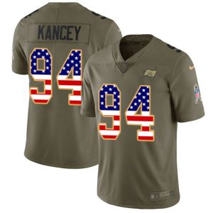 Buccaneers #94 Calijah Kancey Olive/USA Flag Men's Stitched NFL Limited 2024 Salute To Service Jersey