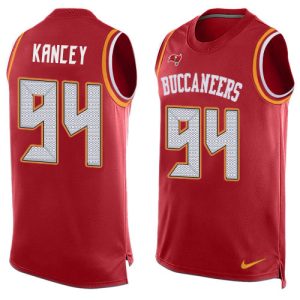 wholesale Buccaneers #94 Calijah Kancey Red Team Color Men's Stitched NFL Limited Tank Top Jersey