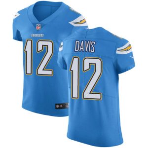 Chargers #12 Derius Davis Electric Blue Alternate Men's Stitched NFL New Elite Jersey