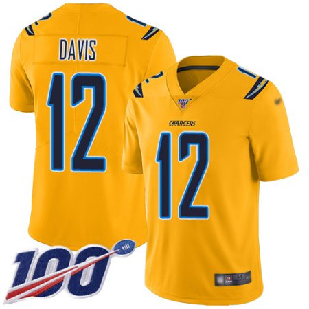 chargers #12 derius davis gold men's stitched nfl limited inverted legend wholesale jersey