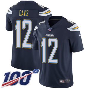 chargers #12 derius davis navy blue team color men's stitched nfl 100th season vapor limited cheap jersey