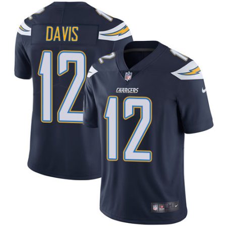 wholesale Chargers #12 Derius Davis Navy Blue Team Color Men's Stitched NFL Vapor Untouchable Limited Jersey