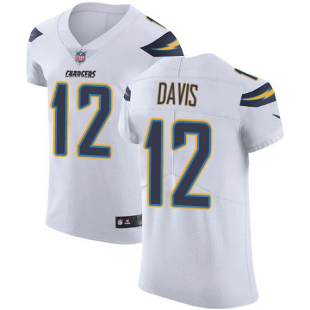 Chargers #12 Derius Davis White Men's Stitched NFL Vapor Untouchable Elite Jersey