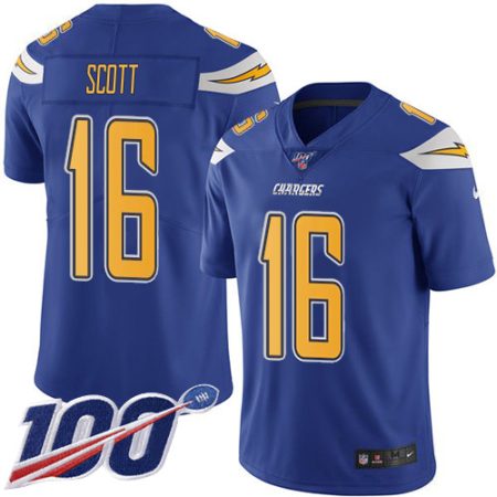 cheap Chargers #16 J.K. Scott Electric Blue Men's Stitched NFL Limited Rush 100th Season Jersey