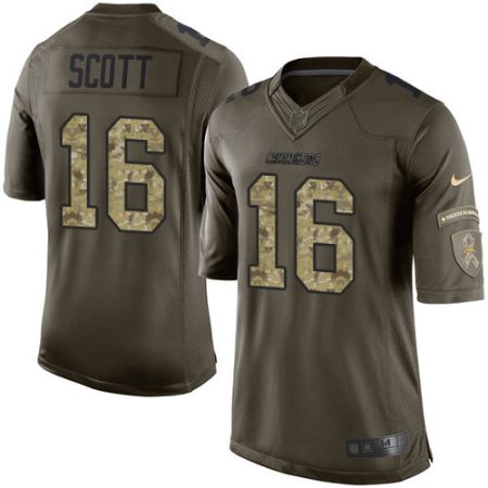 Chargers #16 J.K. Scott Green Men's Stitched NFL Limited 2024 Salute to Service Jersey