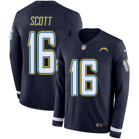 Chargers #16 J.K. Scott Navy Blue Team Color Men's Stitched NFL Limited Therma Long Sleeve Jersey