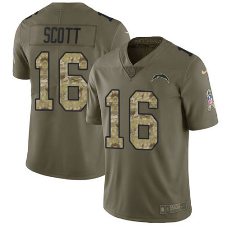 Chargers #16 J.K. Scott Olive/Camo Men's Stitched NFL Limited 2024 Salute To Service Jersey