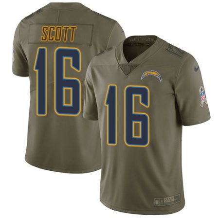 Chargers #16 J.K. Scott Olive Men's Stitched NFL Limited 2024 Salute To Service Jersey