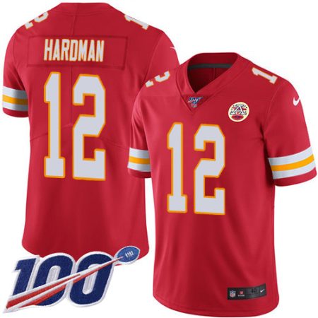 Chiefs #12 Mecole Hardman Red Team Color Men's Stitched NFL 100th Season Vapor Limited Jersey