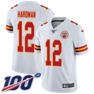 chiefs #12 mecole hardman white men's stitched nfl 100th season vapor limited cheap jersey